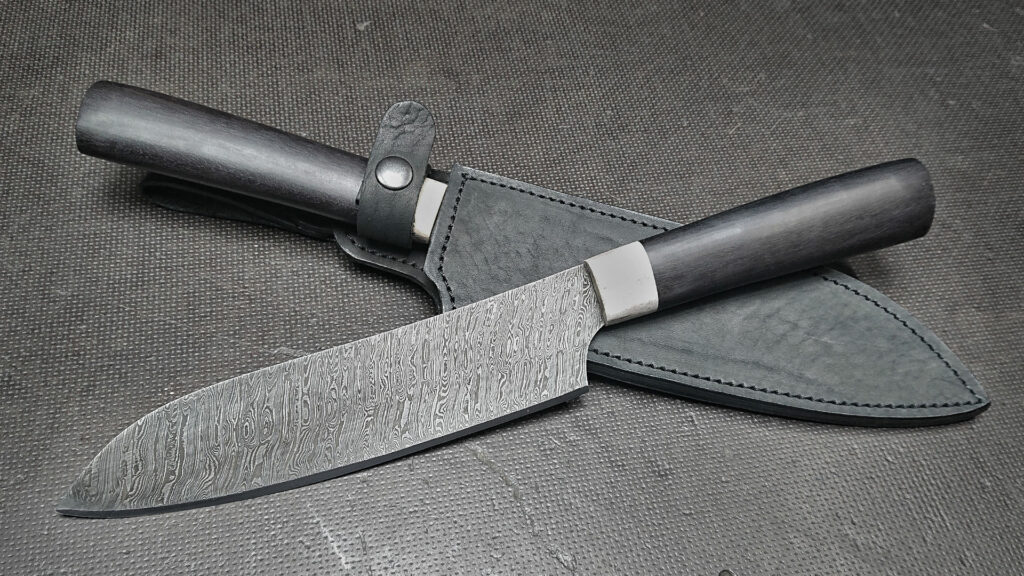 Santoku Damast | Ebenholz/Knochen