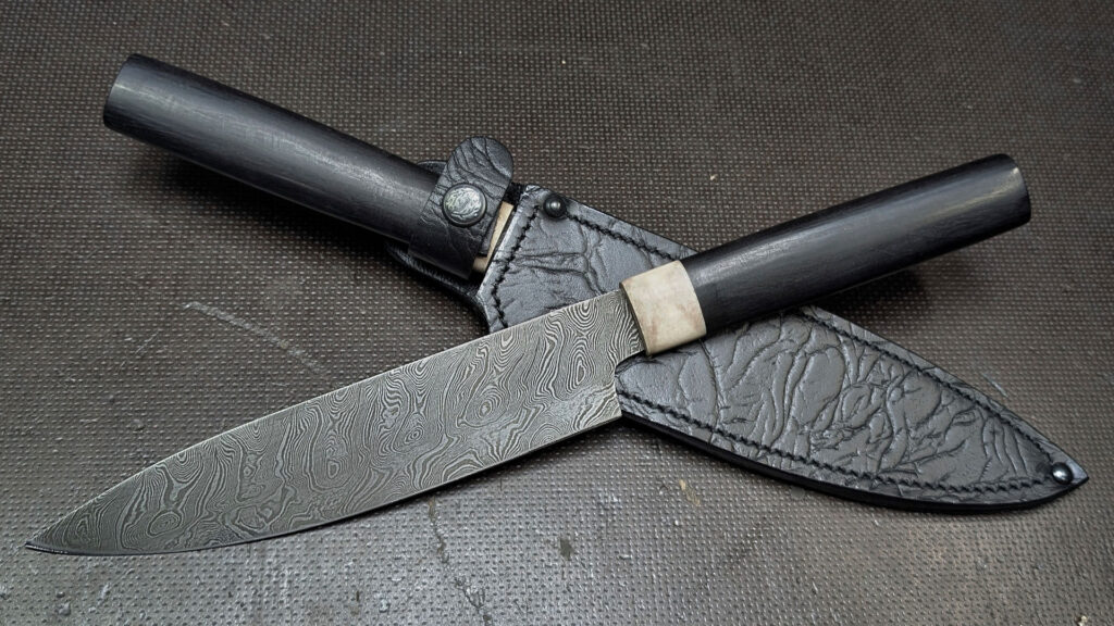 Kochmesser Damast | Ebenholz/Knochen