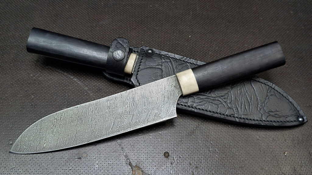 Santoku Damast | Ebenholz/Knochen